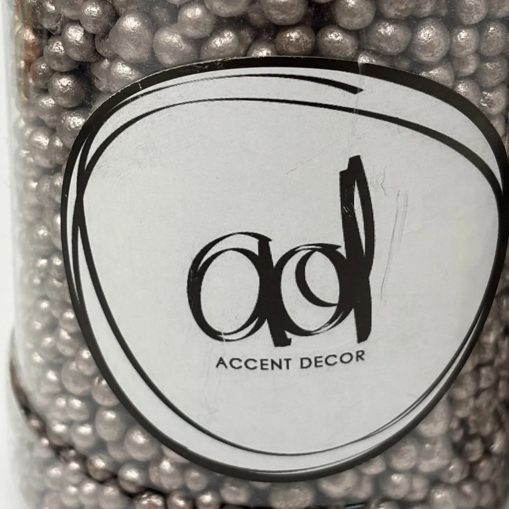 Accent Decor Two Large Jars Vase Filler Decor Pewter Silver Small Clay Pebbles
